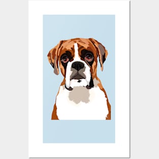 Boxer Dog Vector Style Cartoon Portrait Posters and Art